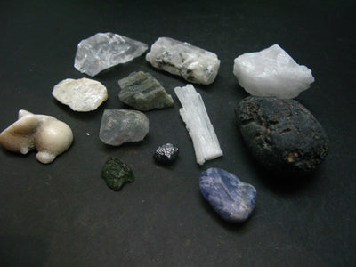 Synergy 12 Set Phenakite Moldavite Natrolite Petalite Danburite Tektite Scolecite Herderite Tanzanite Brookite 104.3Gr