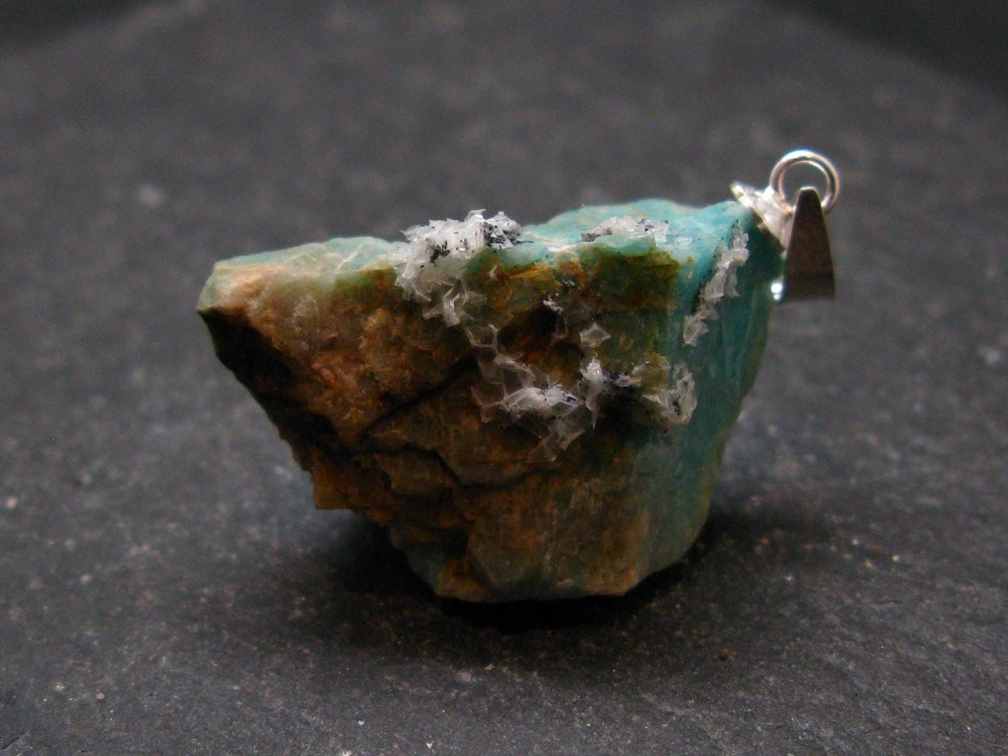 Rare Amazonite Silver Pendant From Russia - 1.1"