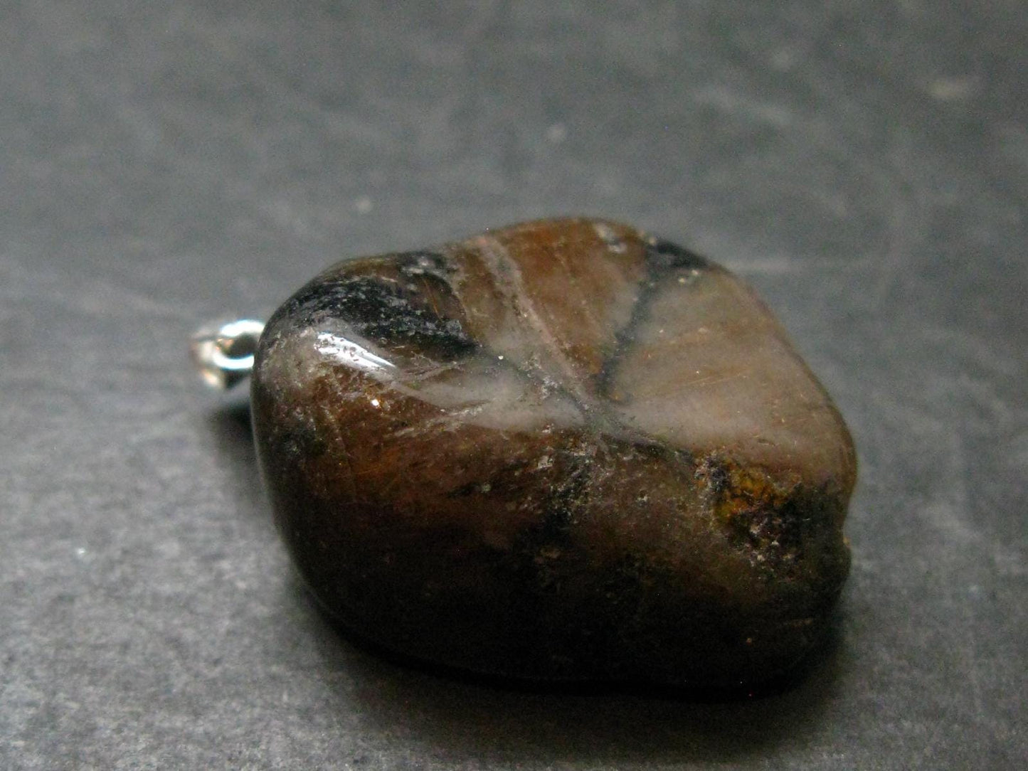 Perfect Cross-Shaped Andalusite (Variety of Chiastolite) Polished Silver Pendant from China - 1.2" - 10.49 Grams