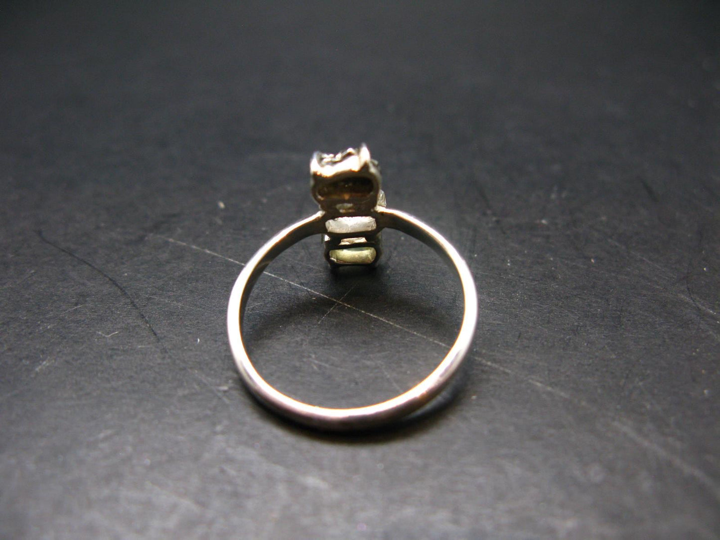Moldavite Herkimer Meteorite Sterling Silver Ring From Czech Republic - Size 9 - 2.67 Grams