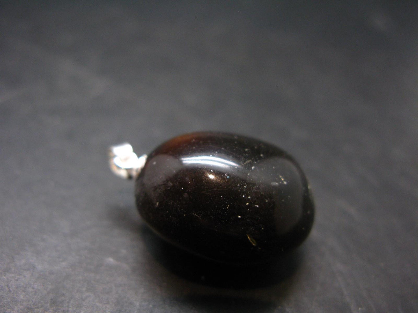 Rare Blue Amber Tumbled Fluorescent Silver Pendant From Indonesia - 1.2" - 4.0 Grams