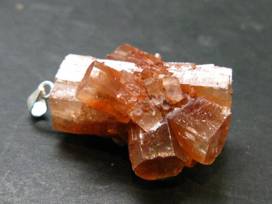 Terminated Aragonite Crystal Silver Pendant from Morocco - 1.4" - 8.69 Grams