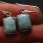 Natural Cabochon Larimar Pectolite 925 Sterling Silver Earrings from Dominican Republic - 4.32 Grams