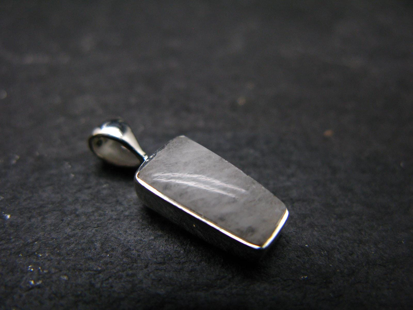 Raw Rare Natrolite Crystal Silver Pendant From Russia - 0.7" - 1.18 Grams
