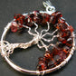 Set of Three Natural Red Garnet Almandine Tree of Life Healing Necklace Pendant
