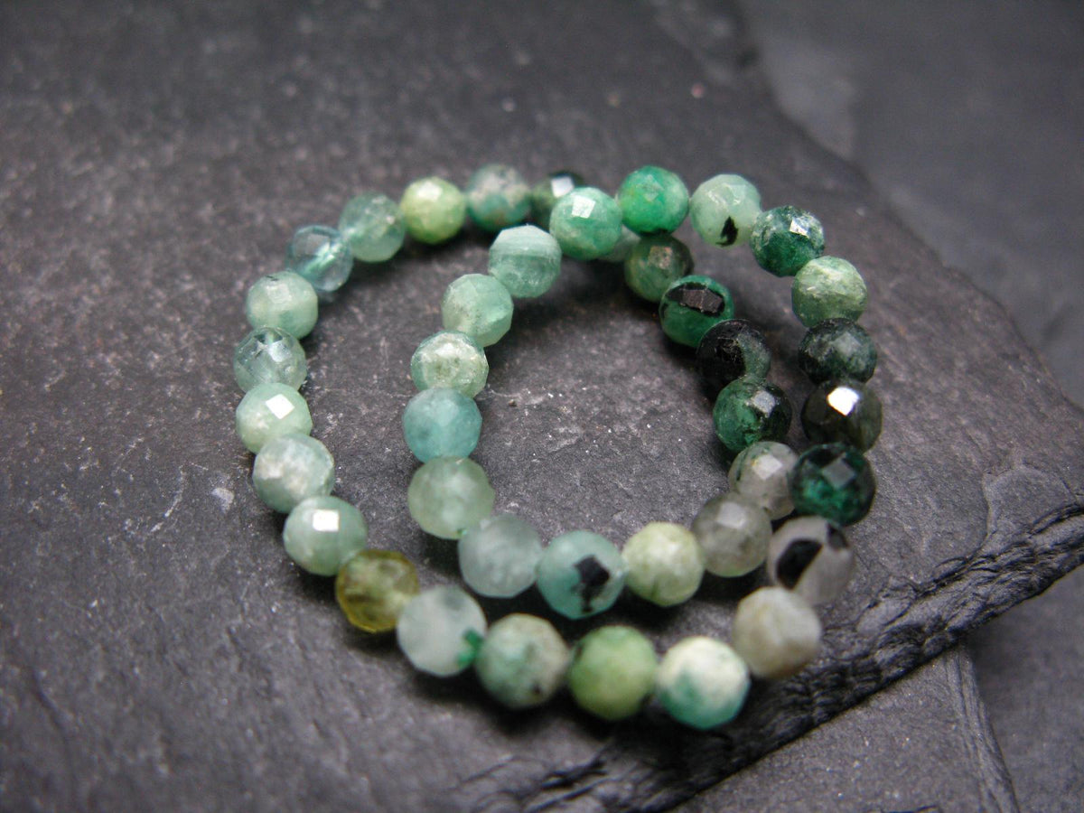 Emerald Genuine Bracelet ~ 7 Inches ~ 4mm Round Facetted Beads
