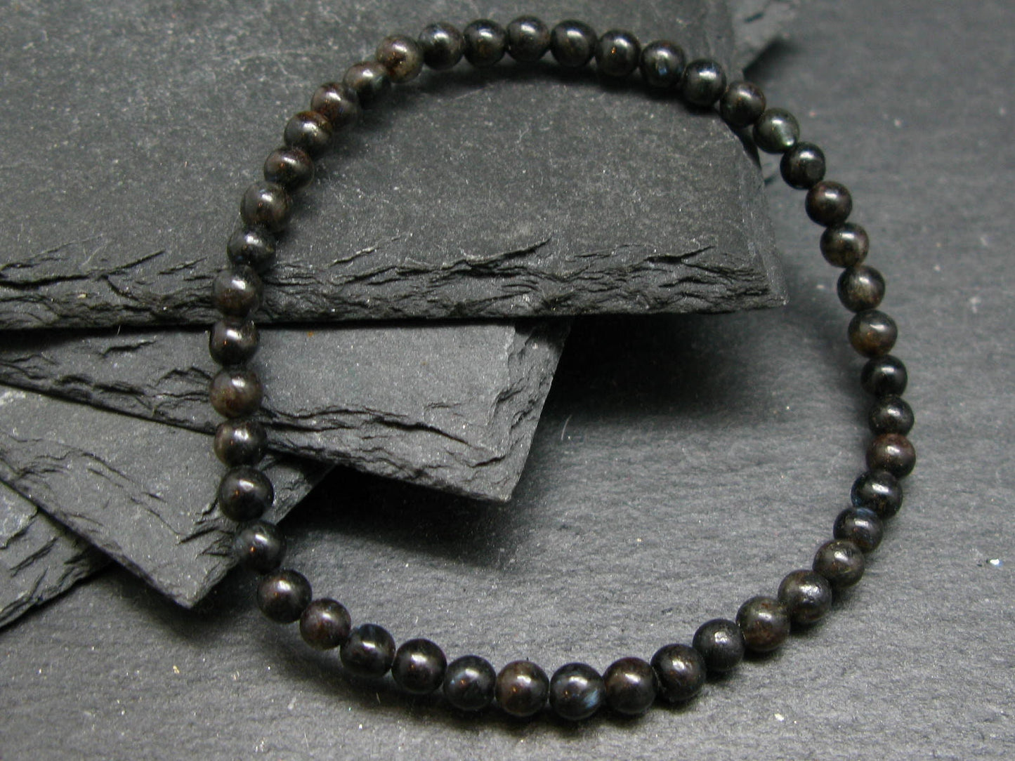 Astrophylite Astrophyllite Genuine Bracelet ~ 7 Inches ~ 4mm Round Beads