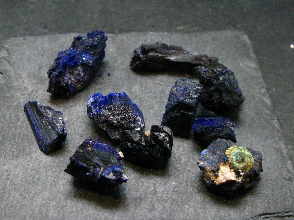 Lot of 10 Azurite Fine Crystals From Mexico - 44.32 Grams