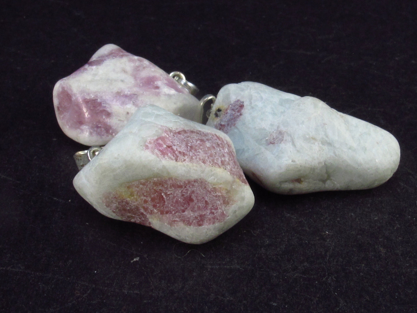 Set of 3 Natural Pink Tourmaline Rubellite Quartz Pendant From Brazil