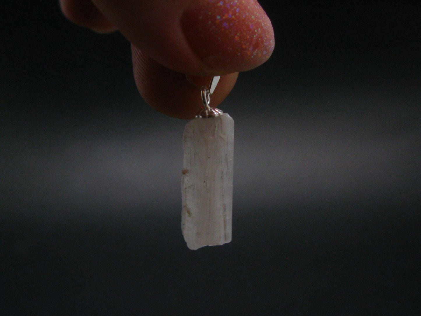 Rare Clear Natrolite Crystal Silver Pendant From Tanzania - 1.0" - 1.09 Grams