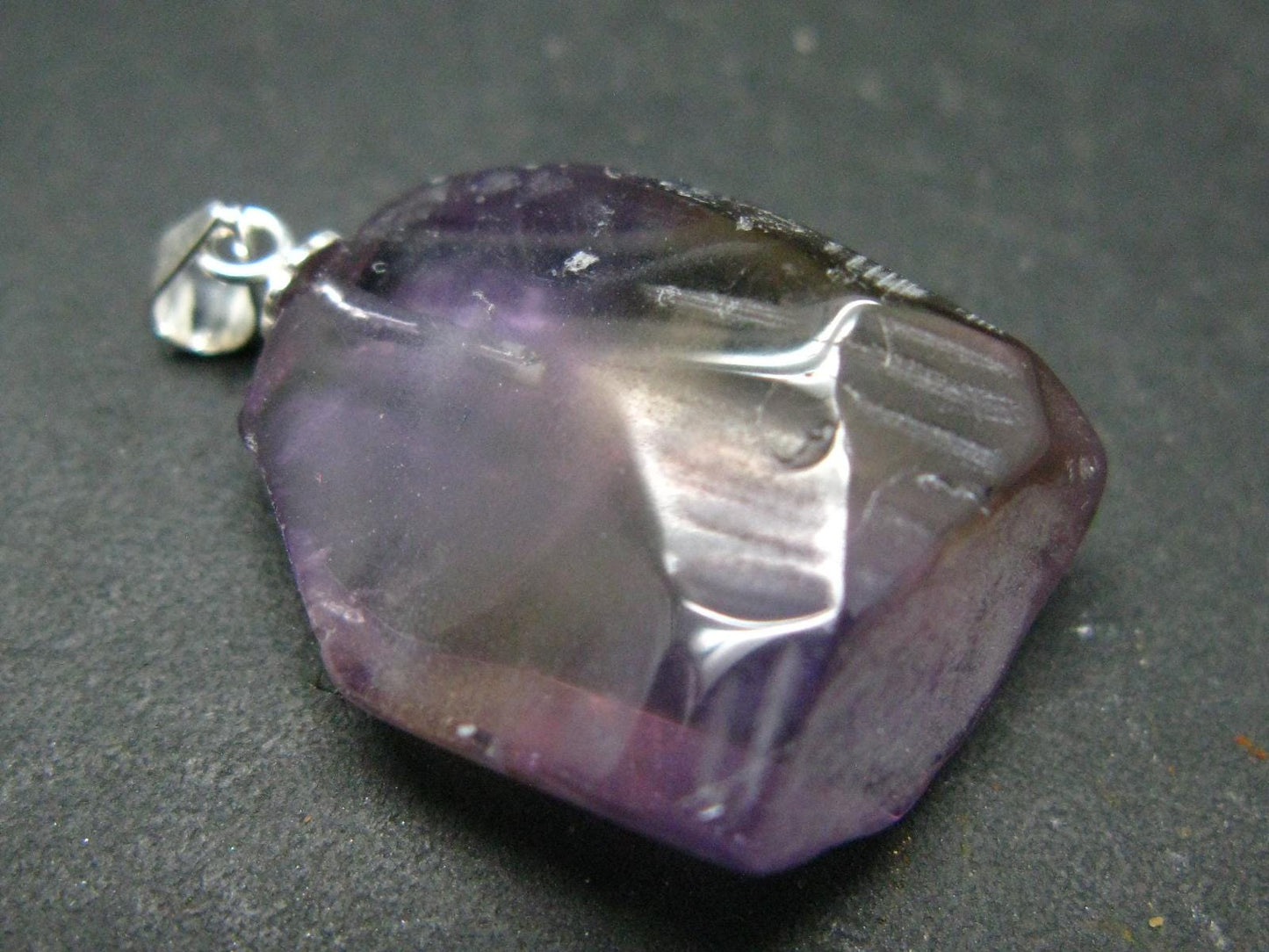 Stunning Natural Gem Ametrine Crystal Silver Pendant From Bolivia - 1.1" - 5.13 Grams