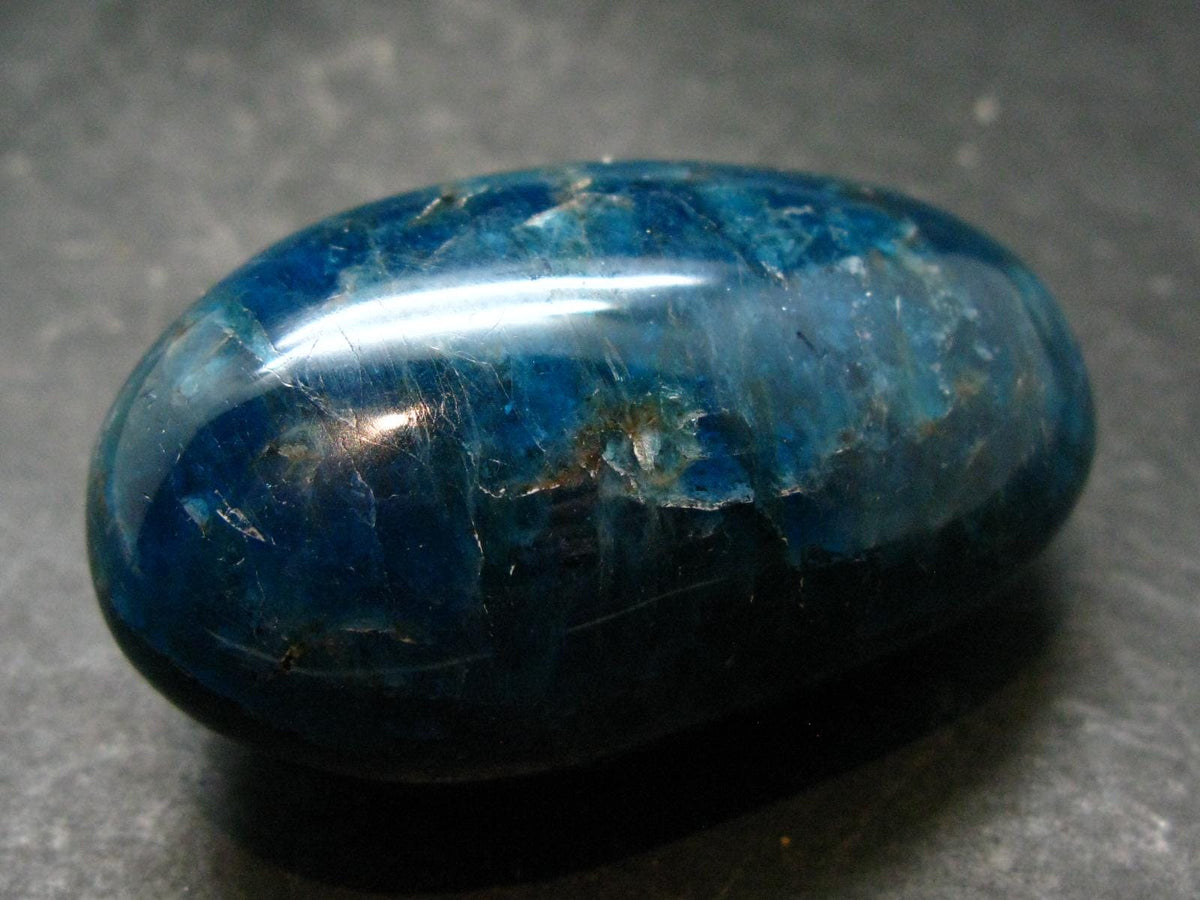 Neon Blue Apatite Tumbled Stone from Madagascar - 124.87 Grams - 2.4"