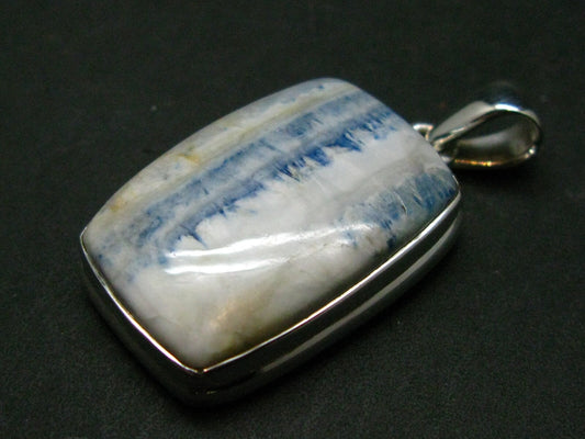Rare Blue Scheelite Silver Pendant From Turkey - 1.5" - 9.00 Grams