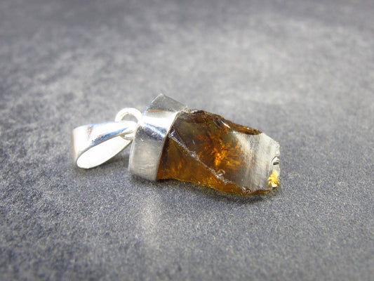 Natural Unheated Citrine Sterling Silver Pendant from Zambia - 1.1" - 2.38 Grams
