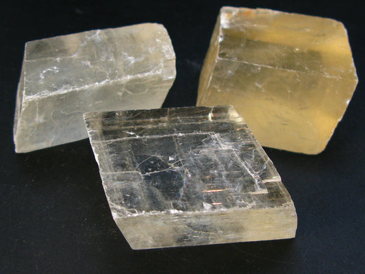 Lot fo Tree Large Rhomb Calcite Iceland Spar Crystal From Mexico - 2.2"