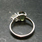 Moldavite Tektite and Herkimer Diamond Silver Ring - Size 8 - 2.80 Grams