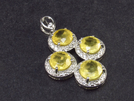 Nice Natural Faceted Yellow Sapphire 925 Sterling Silver Pendant - 1.1" - 3.0 Grams