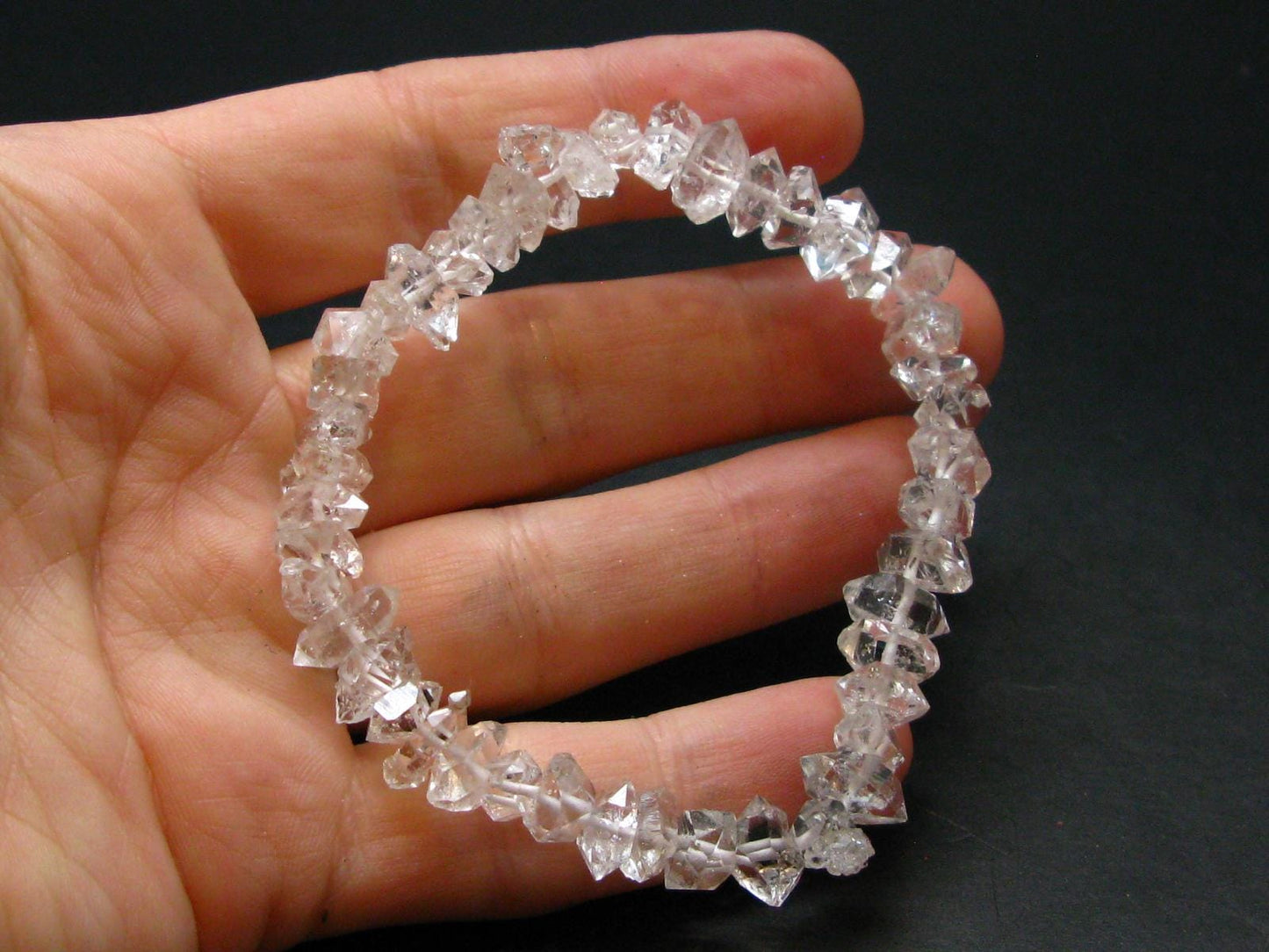 Herkimer Diamond Genuine Bracelet ~ 7 Inches ~ 12 mm Crystal Beads