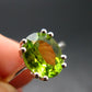 Natural Faceted Peridot Olivine Sterling Silver Ring - 2.72 Grams - Size 9