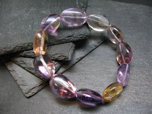 Ametrine Genuine Bracelet ~ 7 Inches ~ 18mm Tumbled Beads