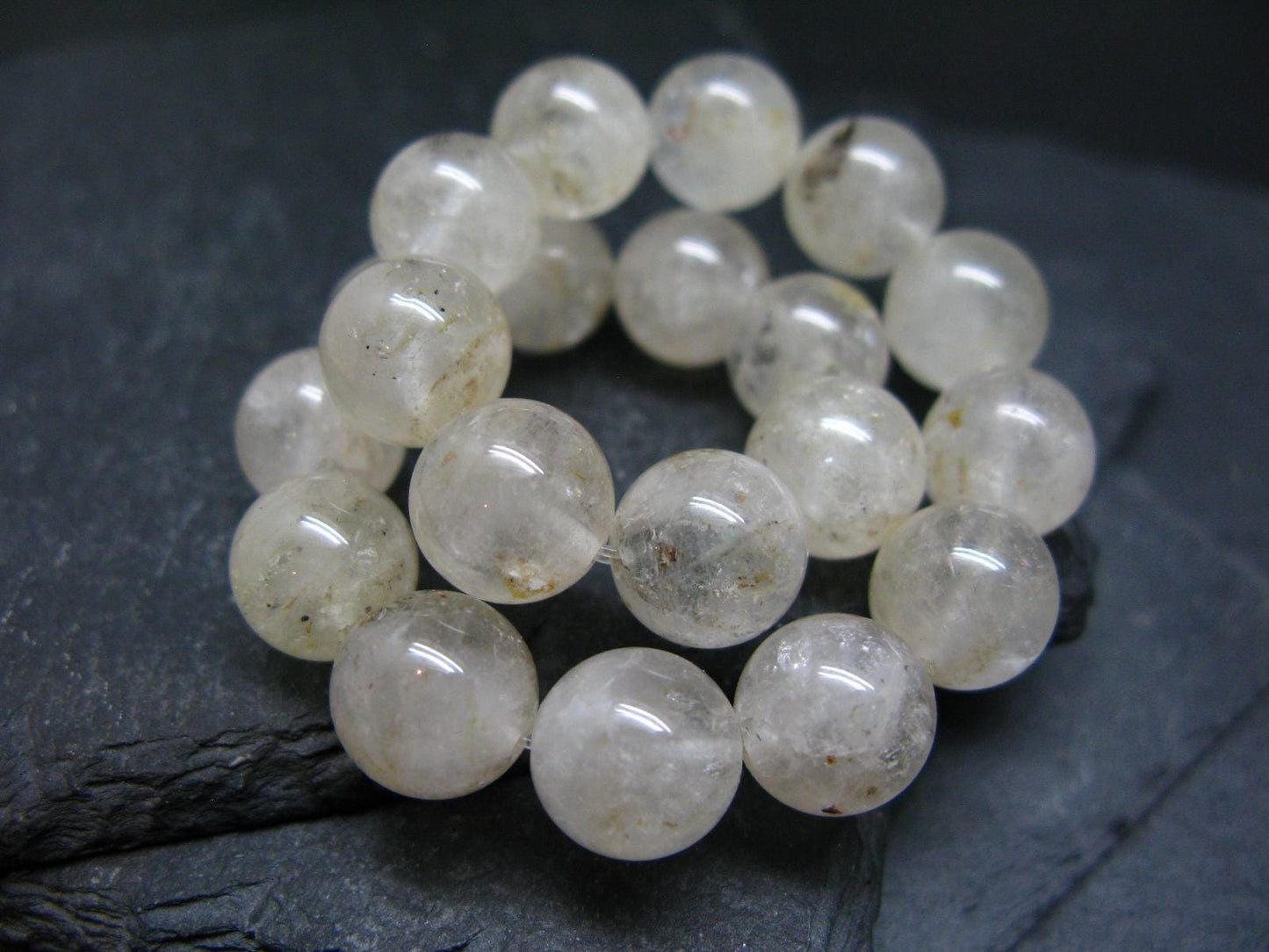Rare Petroleum Oil In Quartz Crystal Bracelet - 7 Inches - 10mm Round Beads
