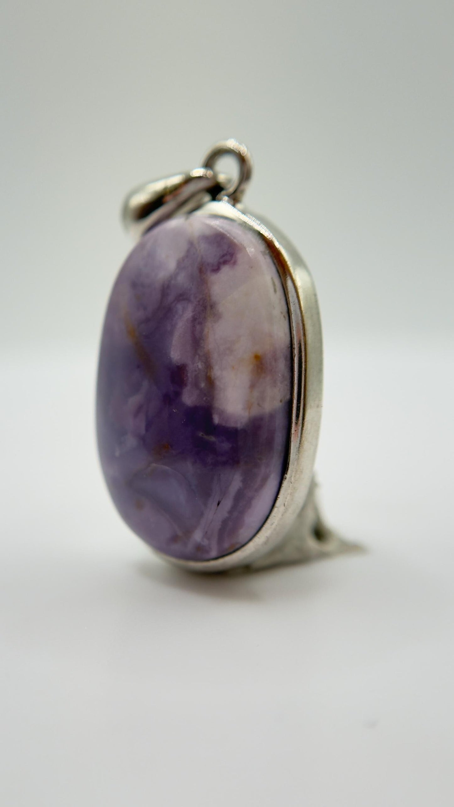 Tiffany Stone Pendant Purple Opal Fluorite Gemstone Silver Necklace Rare Natural Stone Jewelry Gift