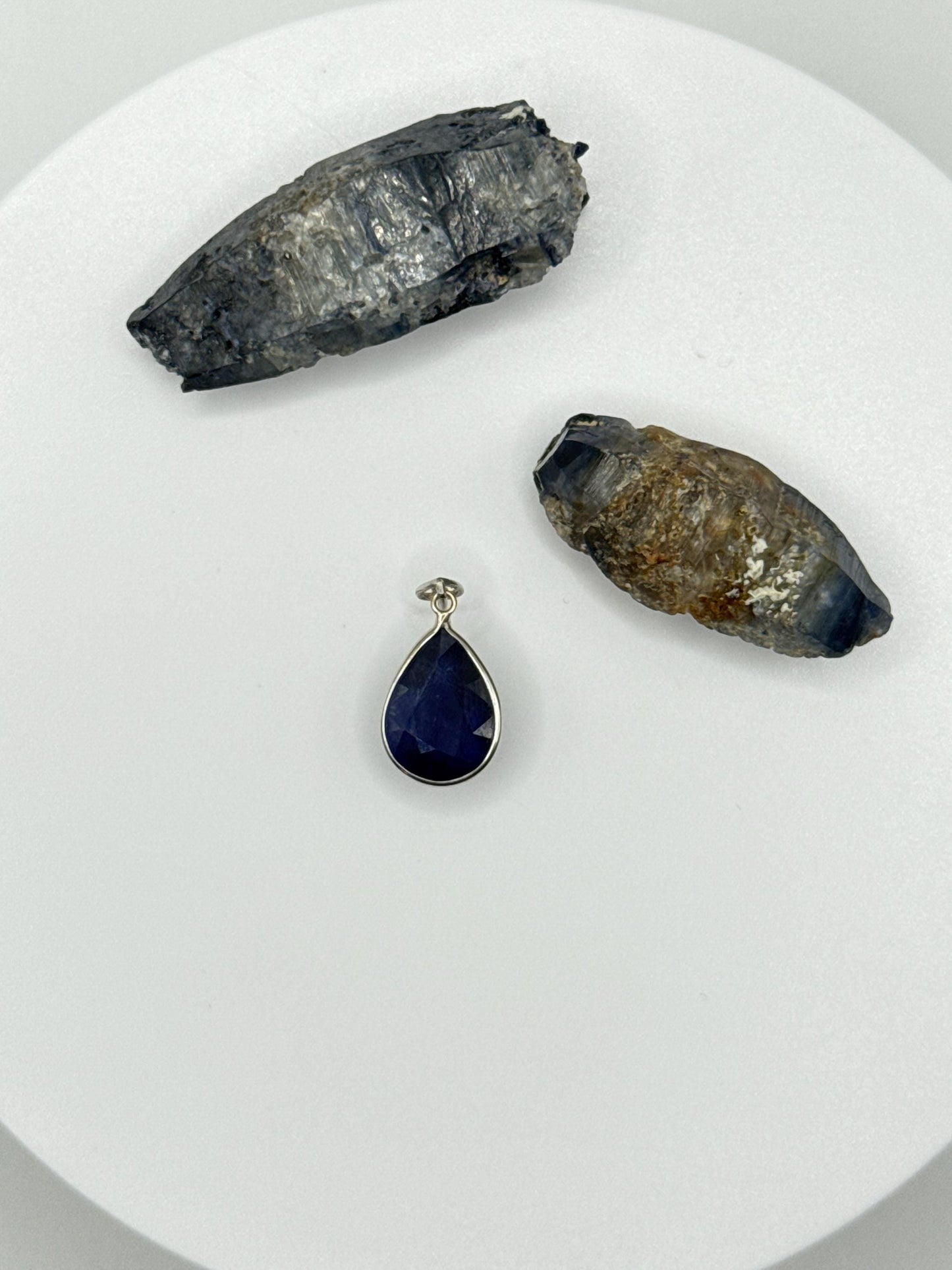 Pear Shape Sapphire Pendant | Natural Blue Sapphire Cabochon Necklace | Sterling Silver Pendant | September Birthstone Jewelry - 1.61 g