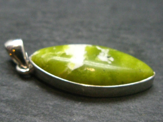 Unique Lizardite Serpentine Silver Pendant from Norway - 1.6"