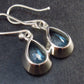 Pear Shaped Faceted Natural Sky Blue Topaz Dangle 925 Silver Earrings from Brazil - 1.2" - 4.6 Grams