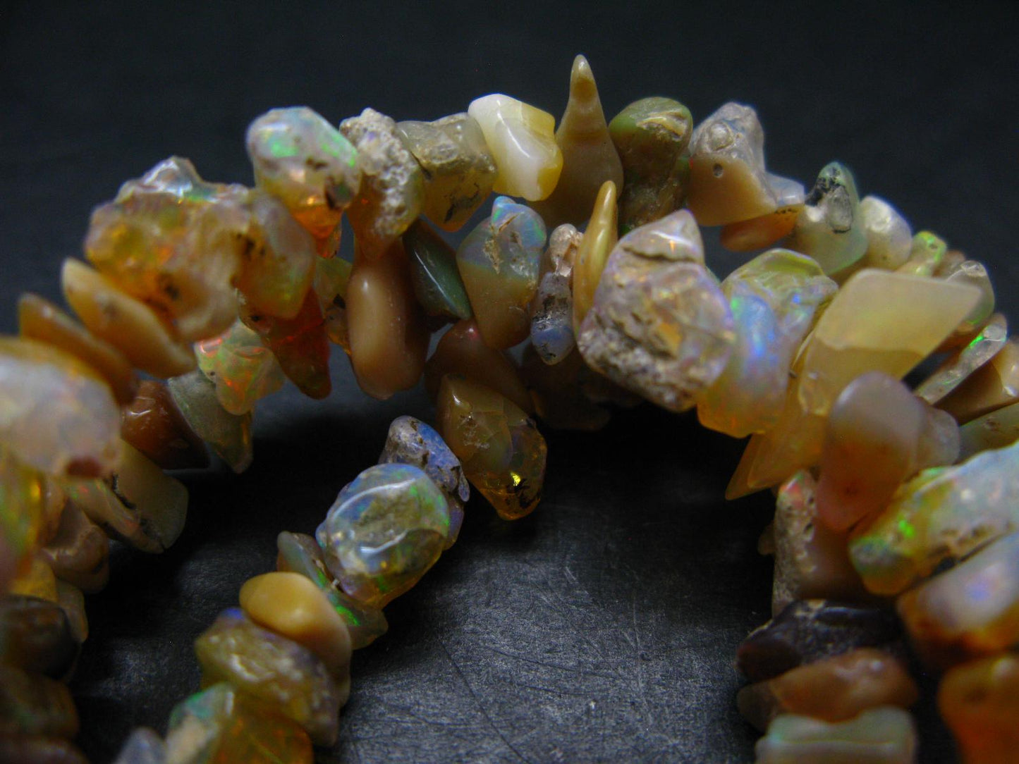 Gem Precious Opal Beads Necklace from Ethiopia - 18.5" - 24 Grams