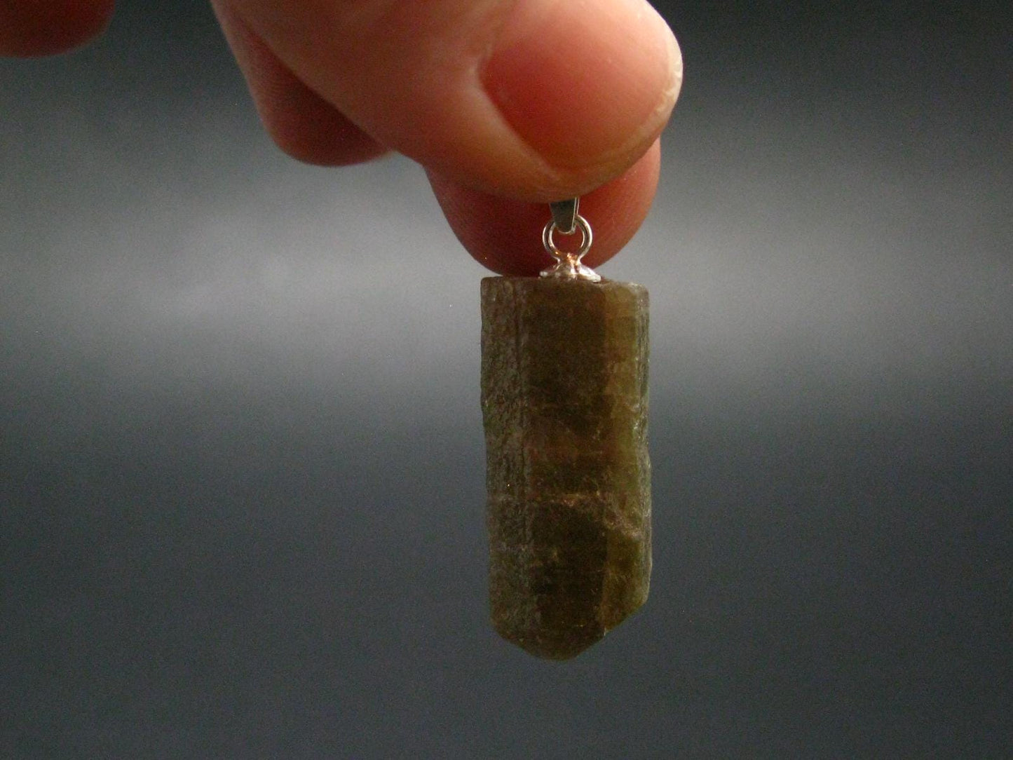 Green Apatite Crystal Silver Pendant From Portugal - 1.2" - 5.27 Grams