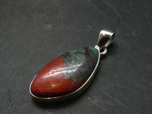 Crimson Cuprite w/ Chrysocola Silver Pendant from Mexico - 1.5" - 6.74 Grams