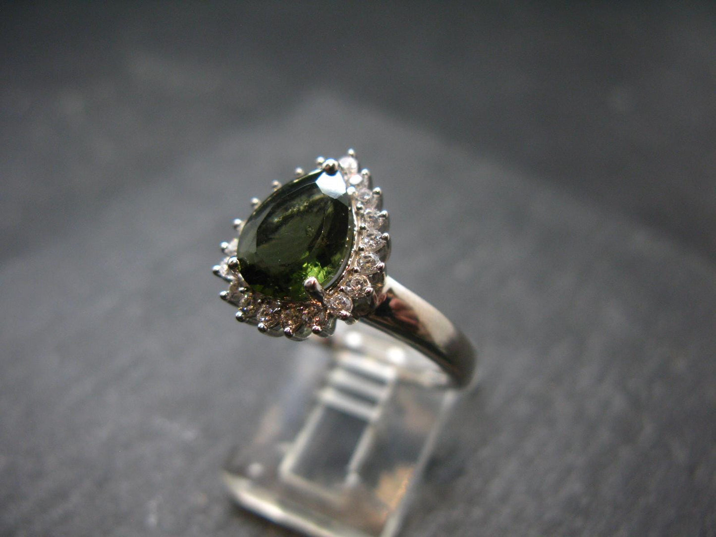 Moldavite Sterling Silver Ring From Czech Republic - Size 7.5 - 3.55 Grams
