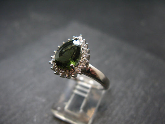 Moldavite Sterling Silver Ring From Czech Republic - Size 7.5 - 3.55 Grams