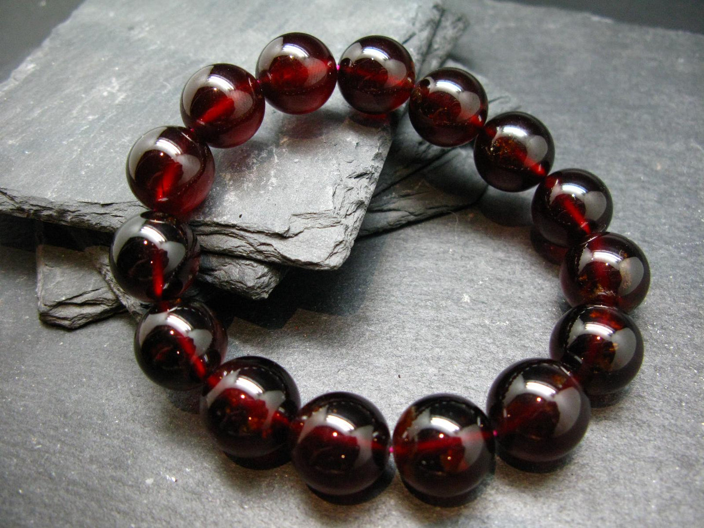 AAA Grade Garnet Hessonite Genuine Bracelet ~ 8 Inches ~ 15mm Round Beads