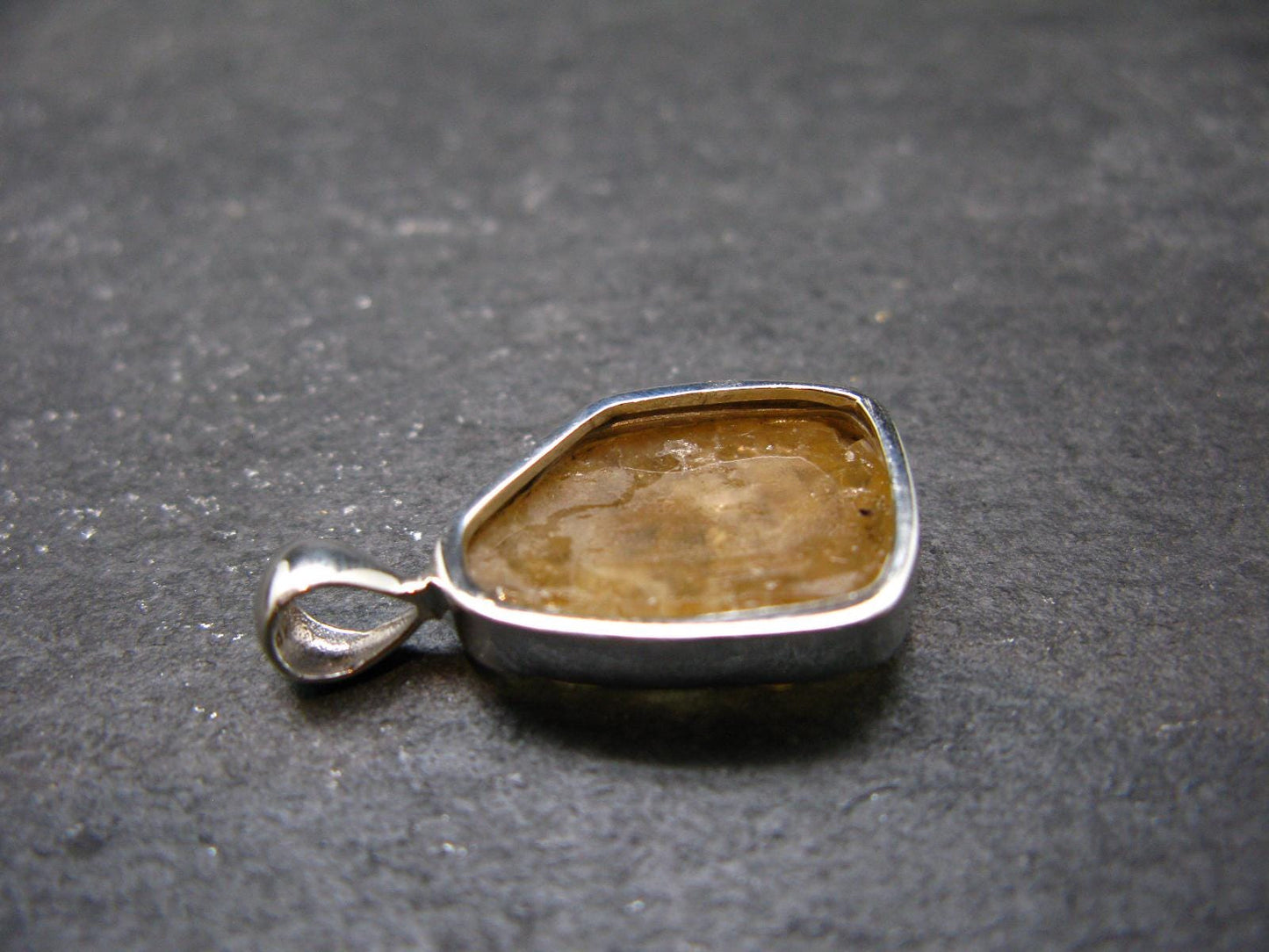 Large Natural Agni Gold Danburite Sterling Silver Pendant from Tanzania - 1.0" - 3.38 Grams
