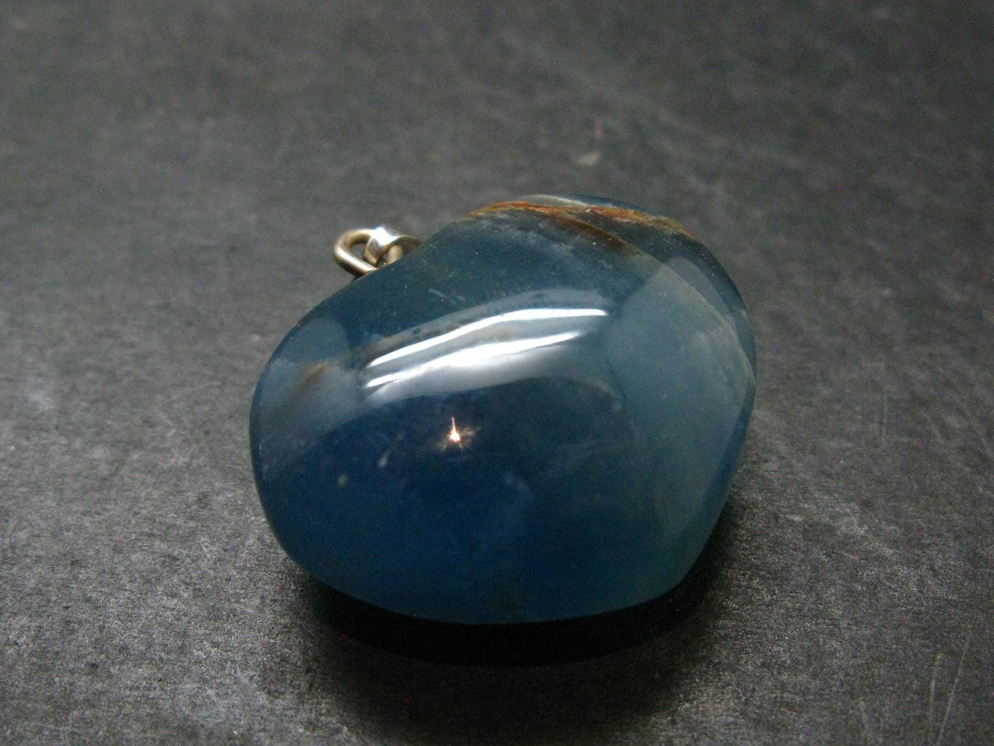 Lemurian Aquatine Blue Calcite Silver Heart Pendant from Argentina - 1.2" - 15.0 Grams