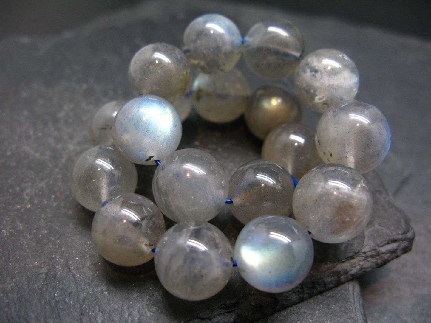 Labradorite Genuine Bracelet ~ 7.5 Inches ~ 12mm Round Beads