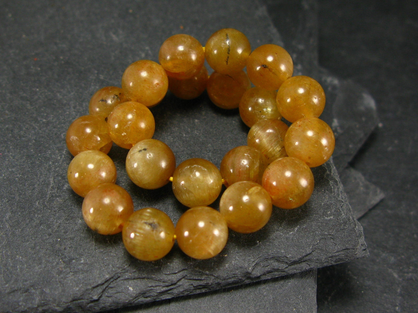 Rare Golden Apatite Genuine Bracelet From Mexico ~ 7 Inches ~ 8mm Round Beads