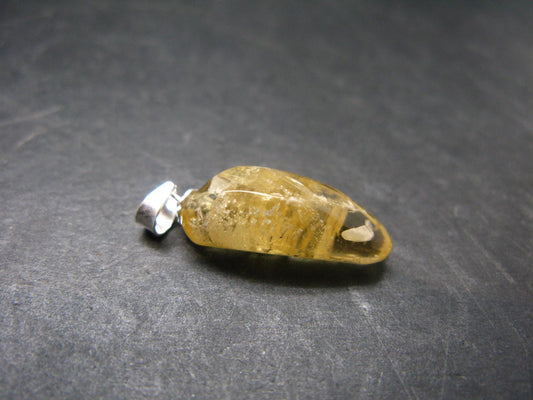 Agni Gold Danburite Tumbled Sterling Silver Pendant from Tanzania - 1.0" - 2.20 Grams
