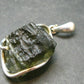 Moldavite Tektite Silver Clover Pendant from Czech Republic - 1.5" - 5.64 Grams
