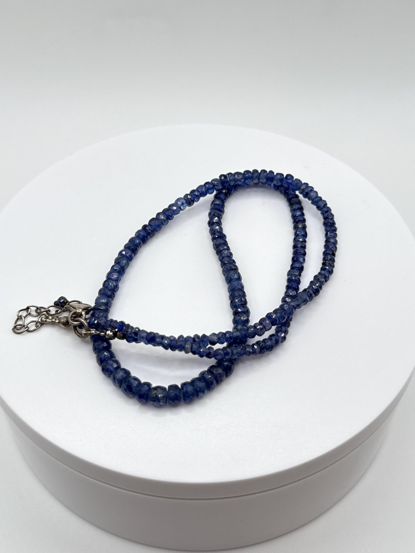Blue Sapphire Beaded Necklace: Genuine Gemstone Jewelry, September Birthstone