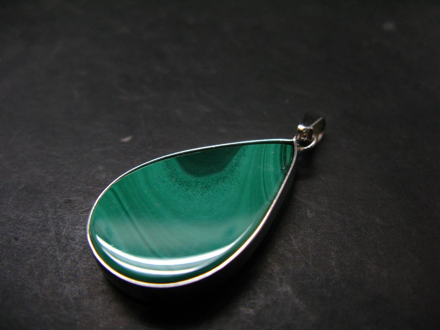Queen of Green!! Genuine Vivid Vibrant Green Malachite Sterling Silver Pendant - 1.6" - 9.93 Grams
