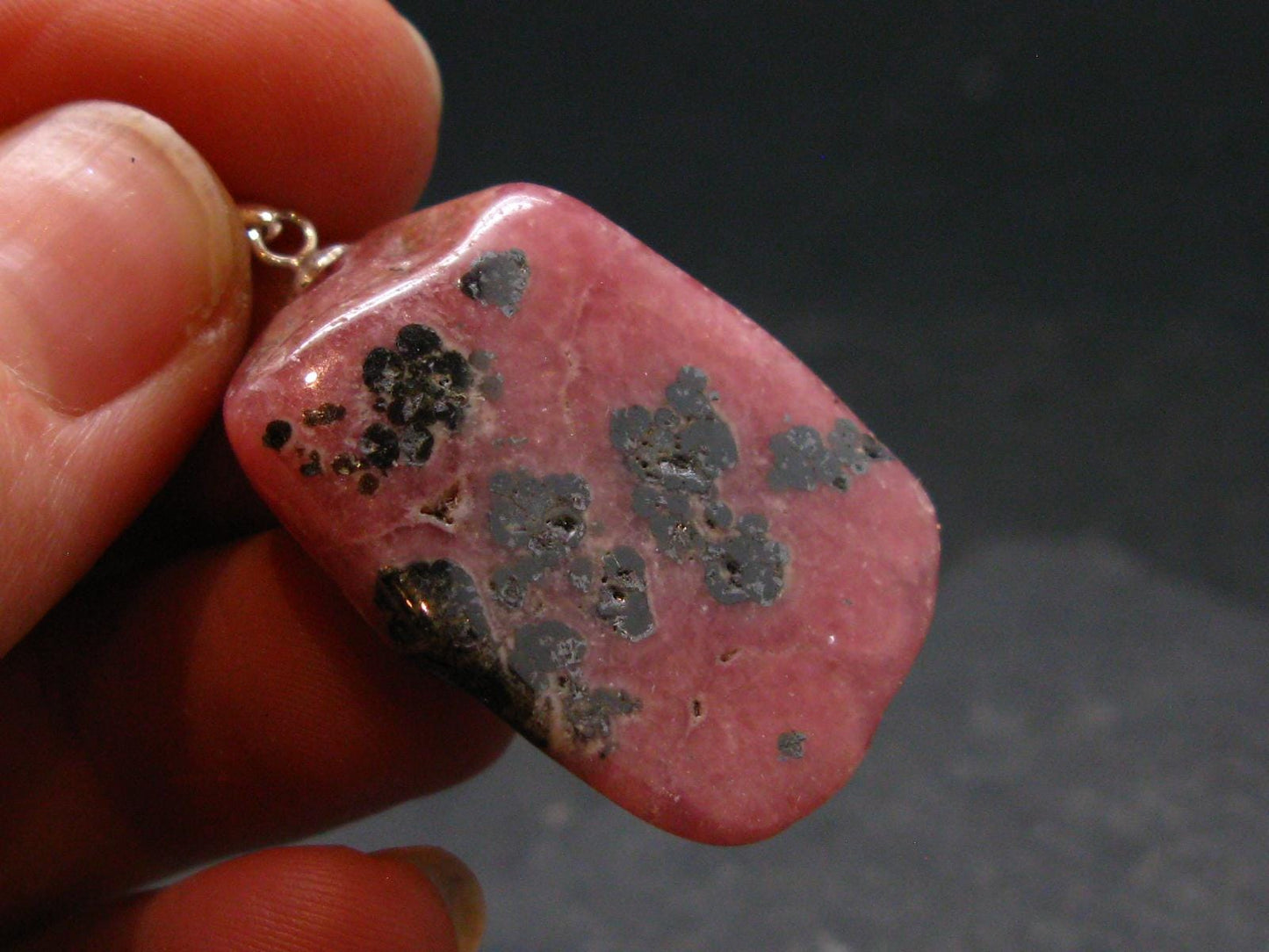 Rhodochrosite Sterling Silver Pendant From Alma Colorado - 1.5" - 12.0 Grams