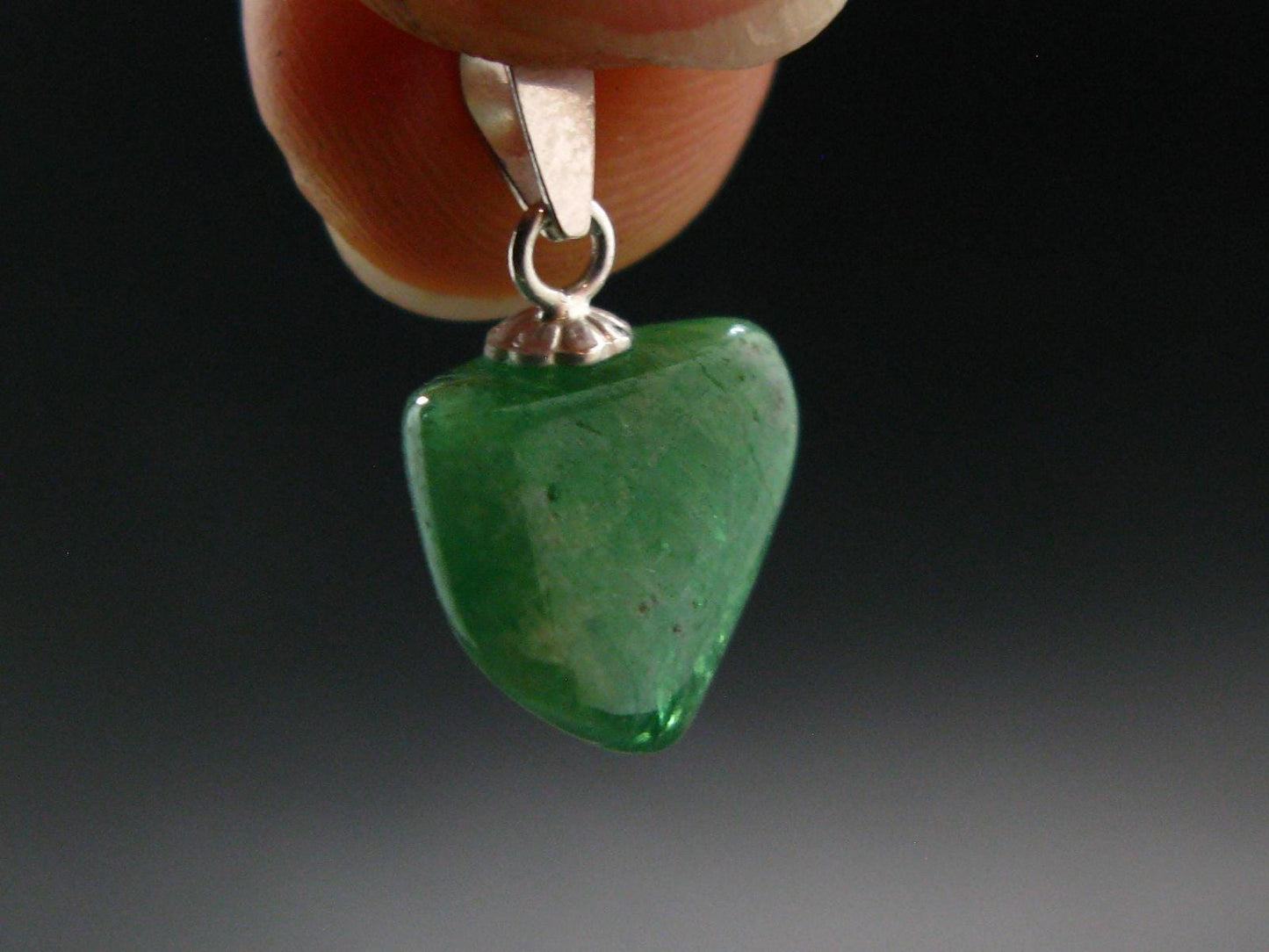 Tsavorite Gem Green Garnet Sterling Silver Pendant From Tanzania - 0.7" - 1.40 Grams