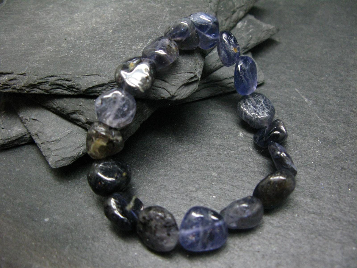 Iolite Cordierite Genuine Bracelet ~ 7 Inches ~ 12mm Tumbled Beads