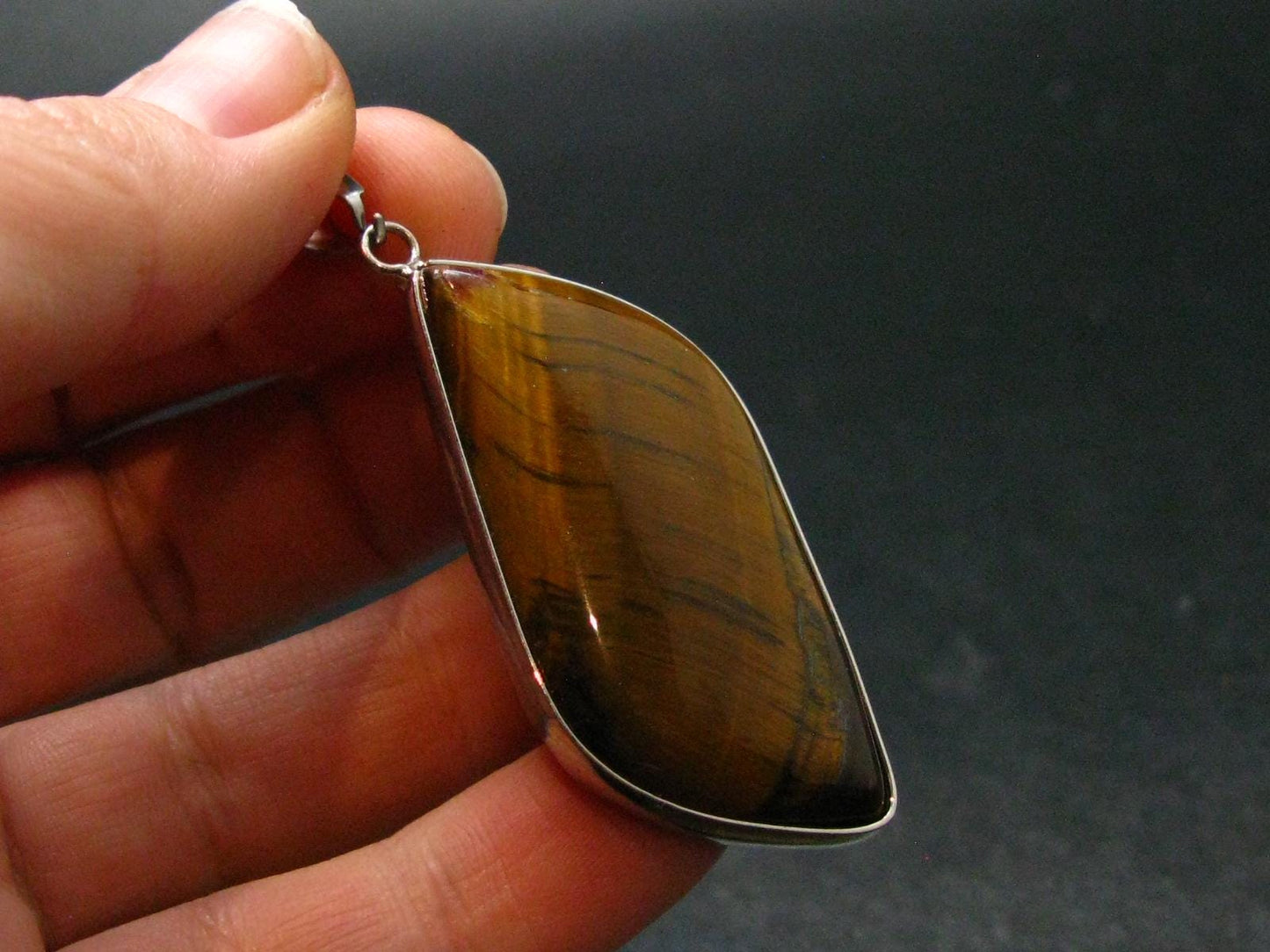 Tiger Eye Silver Plated Pendant - 2.2"