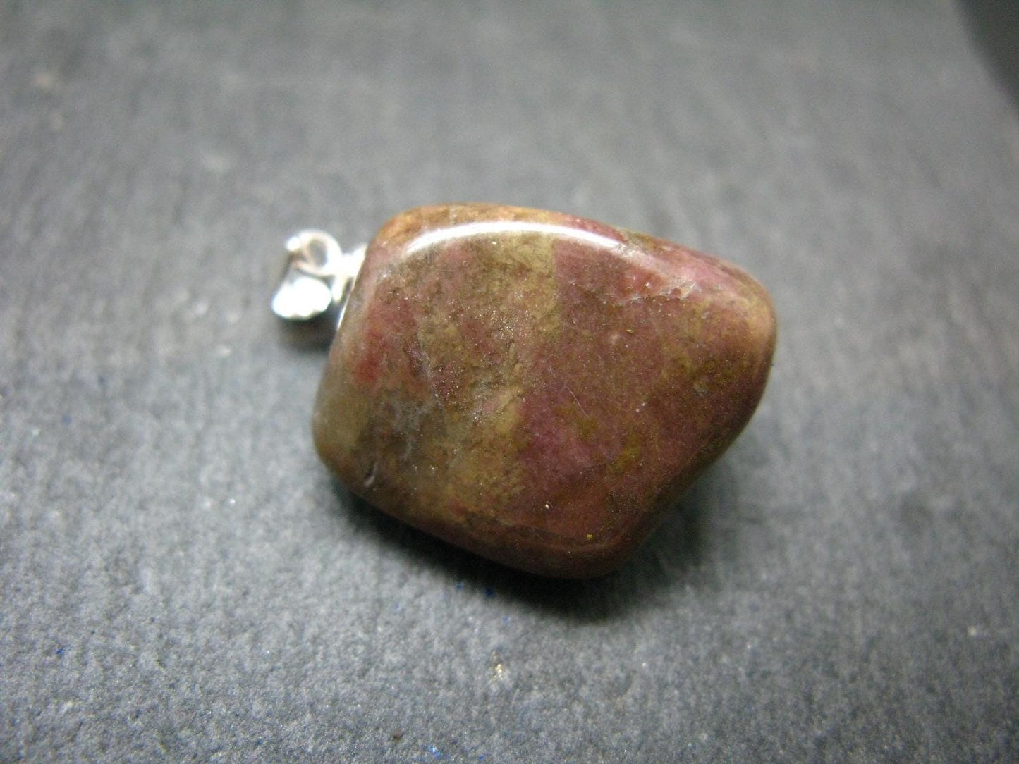 Rare Tumbled Brownish Pink Bustamite Silver Pendant with Attractive Pattern From South Africa - 1.1" - 9.58 Grams