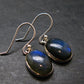 Blue Labradorite Silver Earrings From Madagascar - 3.90 Grams