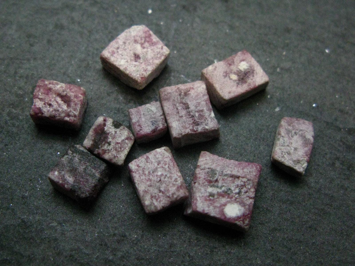 Nice Lot of 10 Polished Bixbite Red Emerald Beryl Crystals From Utah USA - 17.75 Carats